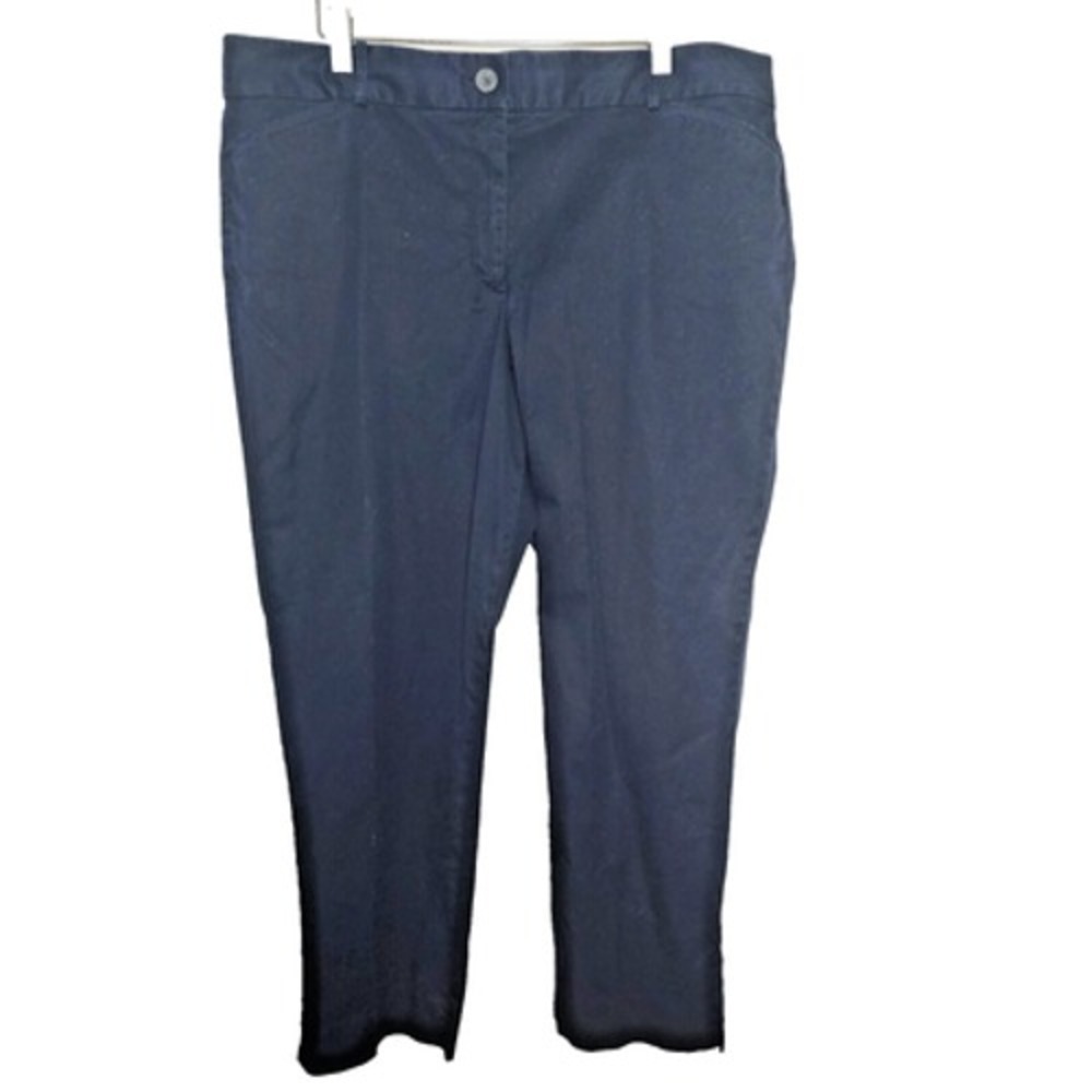 Talbots The Perfect Crop Pants Navy Blue Cotton Stretch Women Size 16